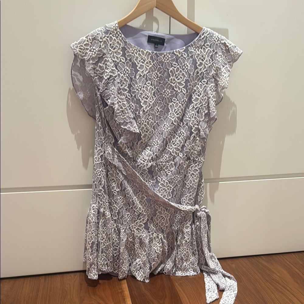 MAJORELLE Lace Mini Dress in Lavender and White